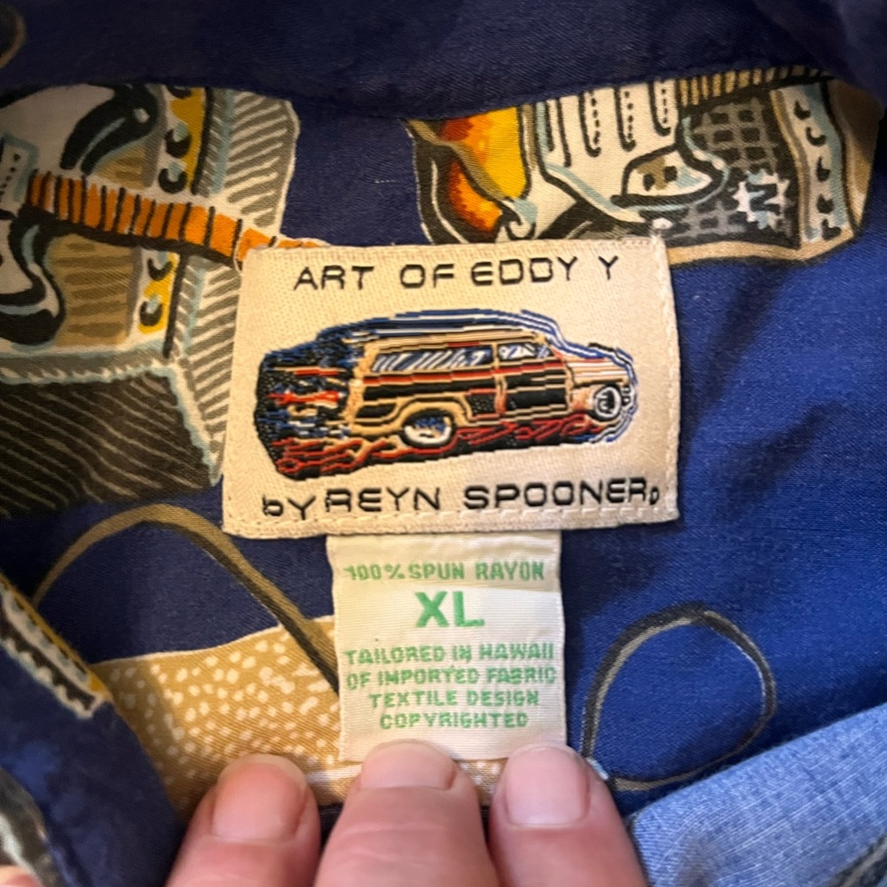 Reyn Spooner Navy Guitar Pattern Shirt